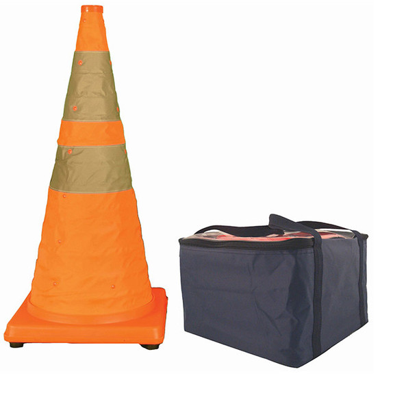 Cortina Pack & Pop Collapsible Cones, 28" w/ Feet, 4 lb ea, Orange, 5/Pkg