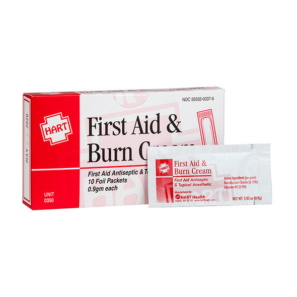 HART Health® First Aid & Burn Cream, 0.9 g, 10/Box