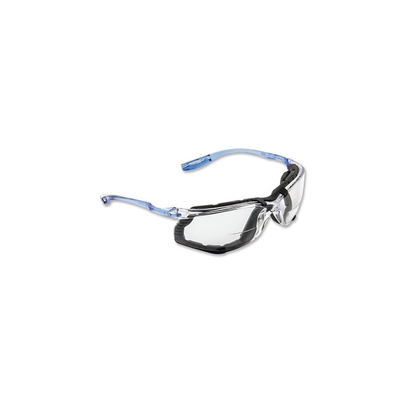 Virtua™ CCS Protective Eyewear, Clear Polycarbonate Lens, Anti-Fog, Clear Plastic Frame, Light Blue Temple, +1.5 Diopter