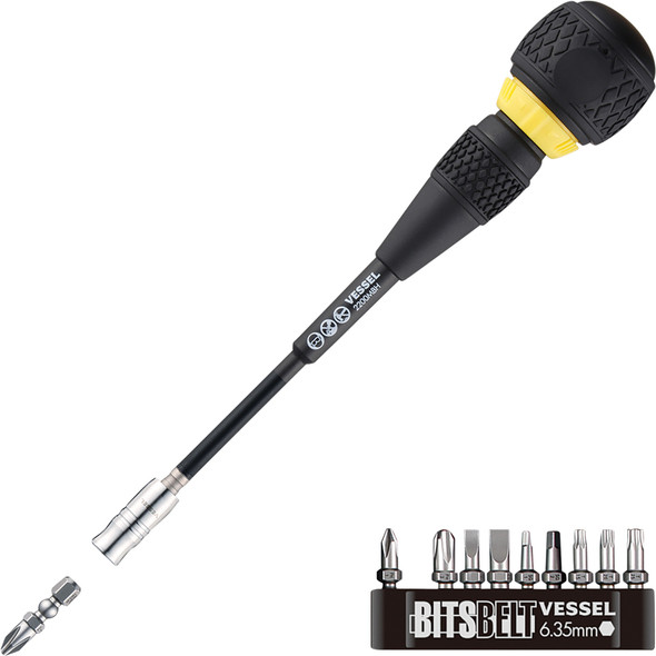 BALL GRIP Ratchet Interchangeable Screwdriver with 10 PC. Bit Set 2200MBH120K01