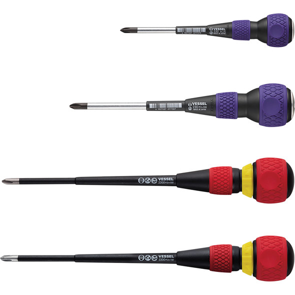BALL GRIP JIS Screwdriver 4PCS. Set 2304JSPB