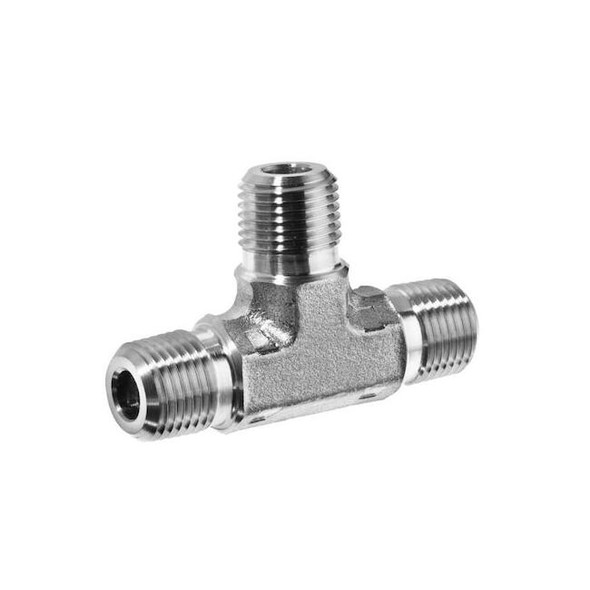 Male Tee, 304 Stainless Steel, 3/8 in NPT Threads, 7,300 psi Max Pressure