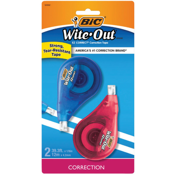 Bic Wite Out EZ Correct 39.3 Ft. White Correction Tape (2 Pack) WOTAPP21-WHI