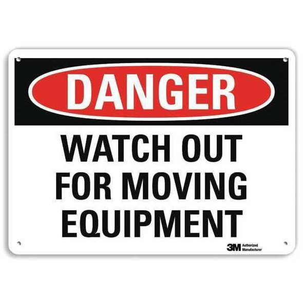 Danger Sign, 10 in Height, 14 in Width, Aluminum, Vertical Rectangle, English