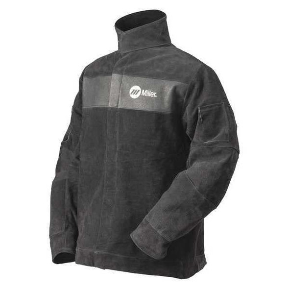Miller Electric Welding Jacket, S, 2 oz Pigskin, Snaps Closure 273212