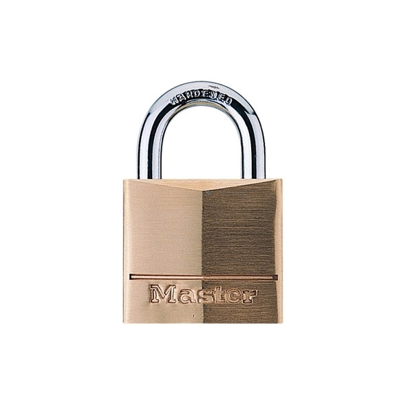 No. 130 Solid Brass Padlock, 3/16 in dia, 5/8 in L X 9/16 in W, Brass Pack of 4