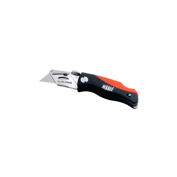 BKPH Lock-Back Utility Knife, 6-1/4 in L, Utility Steel Blade, ABS, Red/Black