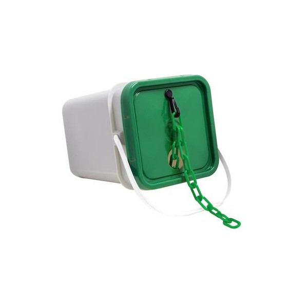 Mr. Chain 2" x 160' Green Plastic Safety Chain - Pail 50004-P