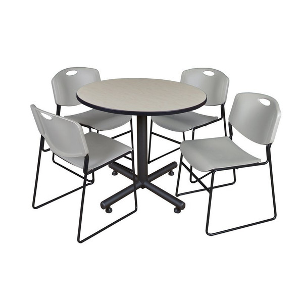 Kobe Kobe Round Table & Chair Set, Wood, Metal, Polypropylene Top TKB36RNDPL44GY