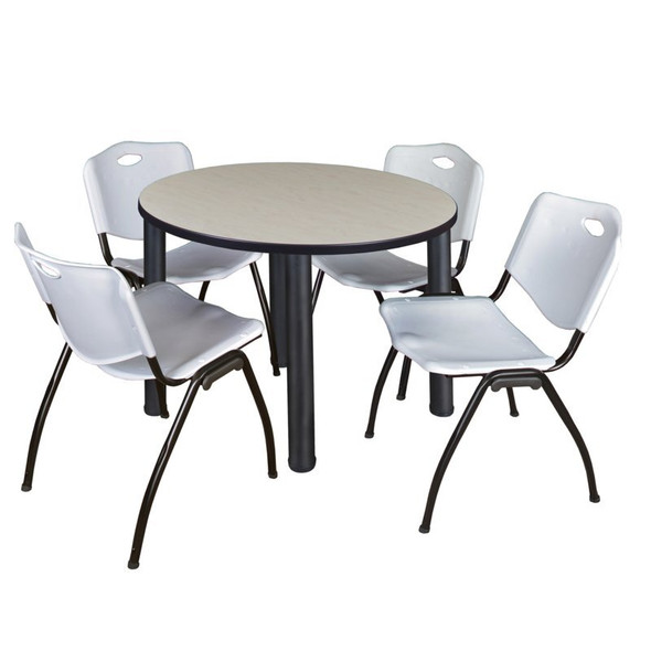 Kee Round Table & Chair Set, Wood, Metal, Plastic Top, Maple