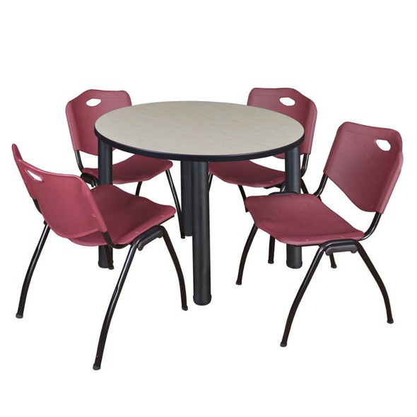 Kee Round Table & Chair Set, Wood, Metal, Plastic Top, Maple