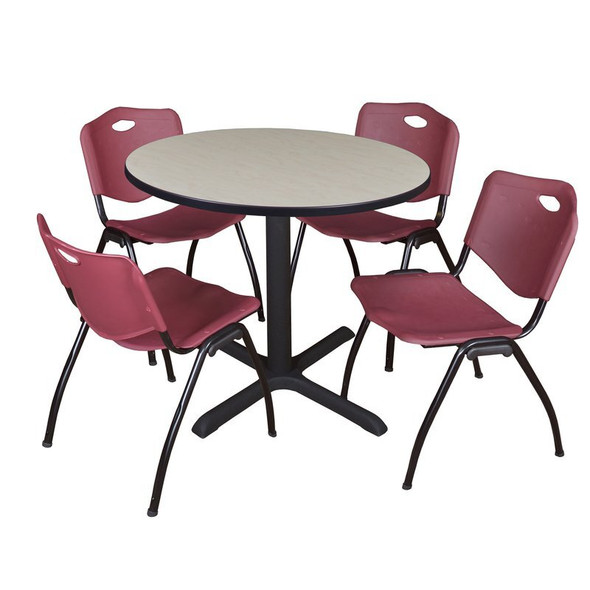Cain Cain Round Table & Chair Set, Wood, Metal, Plastic Top, Maple TB36RNDPL47BY
