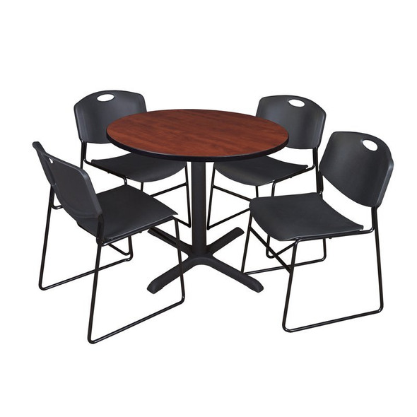 Cain Cain Round Table & Chair Set, Wood, Metal, Polypropylene Top TB36RNDCH44BK