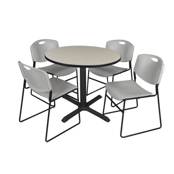 Cain Cain,36",Rnd Breakroom Table,4 Zeng Chrs TB36RNDPL44GY