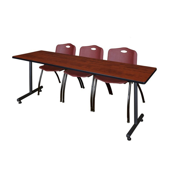 Rectangle Training Table, 84" W, 29" H, Laminate Top, Cherry