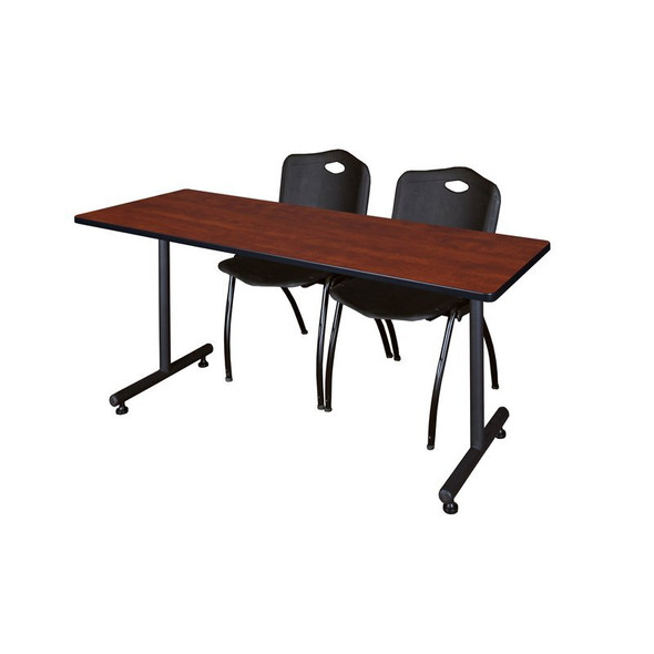Kobe Rectangle Mobile table, 72" W, 72" H, Laminate Top, Cherry MKTRCT7224CH47BK