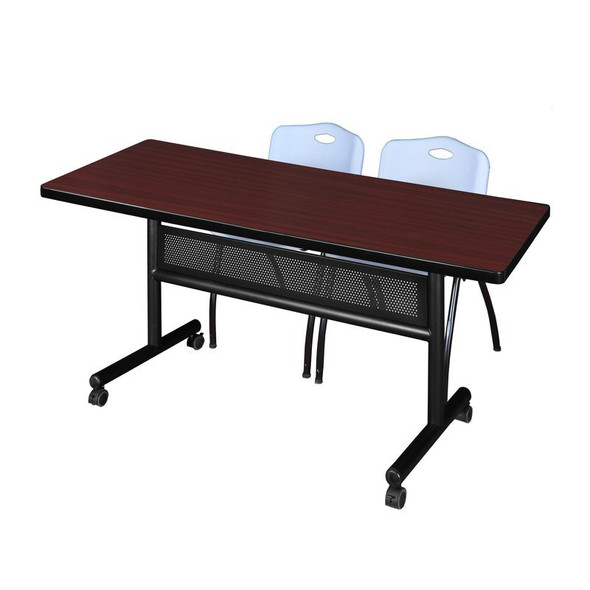Rectangle FlipTop Table, 60" W, 29" H, Laminate Top, Mahogany