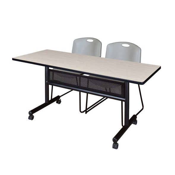 Kobe Rectangle FlipTop Table, 60" W, 29" H, Laminate Top, Maple MKFTM6024PL44GY