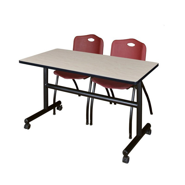 Kobe Rectangle FlipTop Table, 48" W, 29" H, Laminate Top, Maple MKFT4830PL47BY