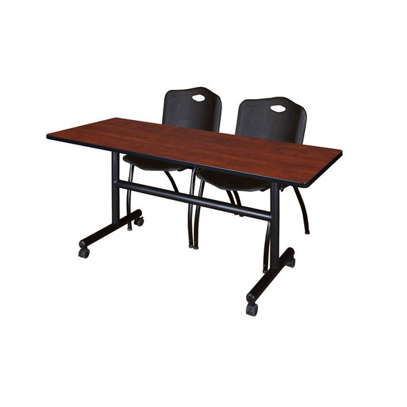 Kobe FlipTop Table, 60" W, 29" H, Laminate Top, Cherry MKFT6024CH47BK