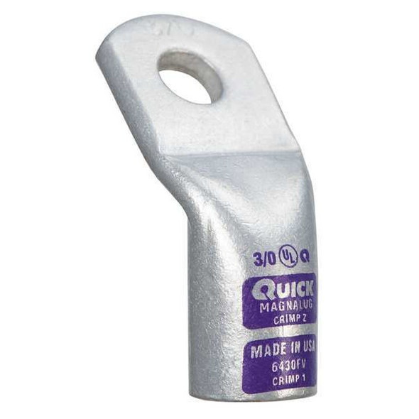 Lug Starter/Ground, 3/0 AWG Max, 3/8 in Stud, Standard Barrel, Copper, Purple