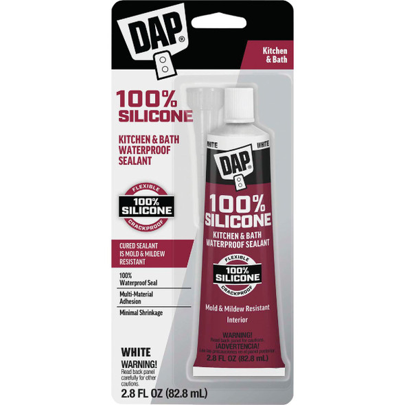 DAP 2.8 Oz. White  100% Silicone Kitchen & Bath Sealant 7079800950
