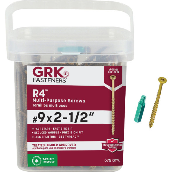 GRK R4 #9 x 2-1/2 In. Star Drive Multi-Purpose Wood Screw (575-Count) 01101