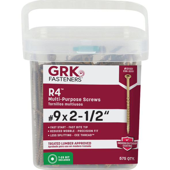 GRK R4 #9 x 2-1/2 In. Star Drive Multi-Purpose Wood Screw (575 Ct.)
