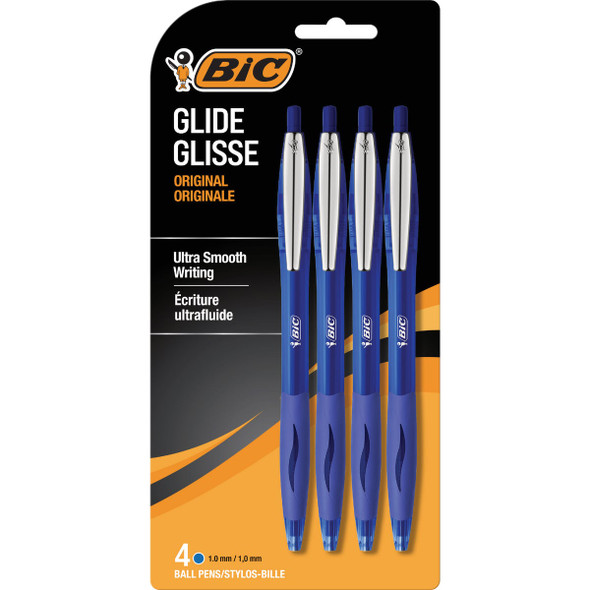 BIC Glide Original Medium Point Blue Ball Pen (4-Pack) VCGP41-BLU BIC Glide Original Medium Point Blue Ball Pen (4-Pack) VCGP41-BLU