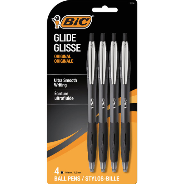 BIC Glide Original Medium Point Black Ball Pen (4-Pack) VCGP41-BLK