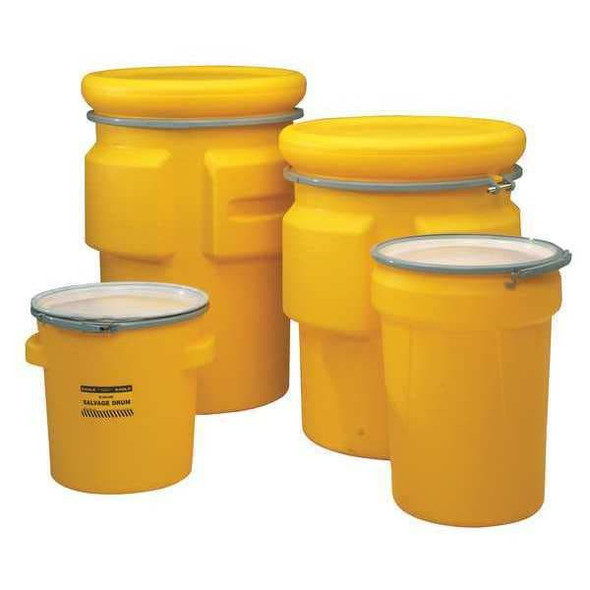 Eagle Mfg Open Head Salvage Drum, Polyethylene, 65 gal, Unlined, Yellow 1665