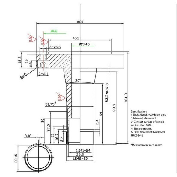Hhip 3" 5C Mount For 3 & 4 Jaw Self Centering Lathe Chucks 3900-4703