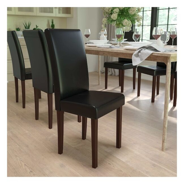 Greenwich Series Black Leather Parsons Chair,PK2