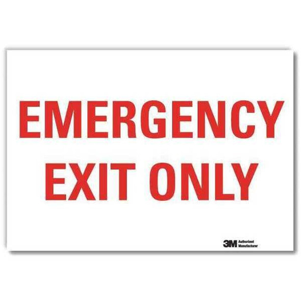 Lyle Exit Sign, Vinyl, 7" W, 5" H, Emergency Exit Only, White U7-1081-RD_7X5