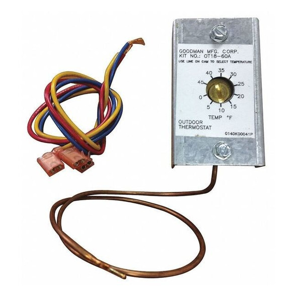 Goodman Thermostat, Outdoor, 4.8 in Hx4.4 in Wx6.1 in D OT18-60A