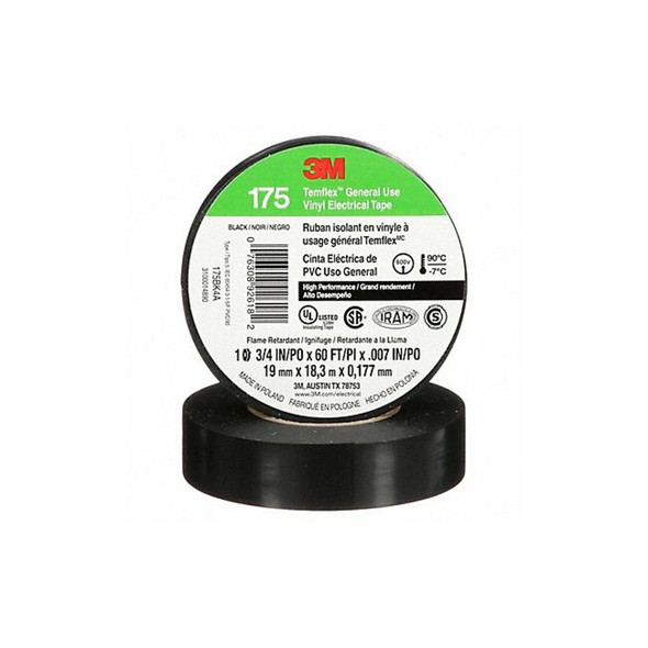 3m ElectricalTape,Vinyl,Black,20ydL,3/4inW 175BK4A 3m ElectricalTape,Vinyl,Black,20ydL,3/4inW 175BK4A