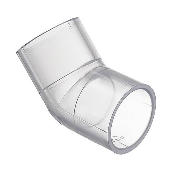 PVC Elbow, 45 Degrees, Solvent x Solvent, 3/4 in Pipe Size