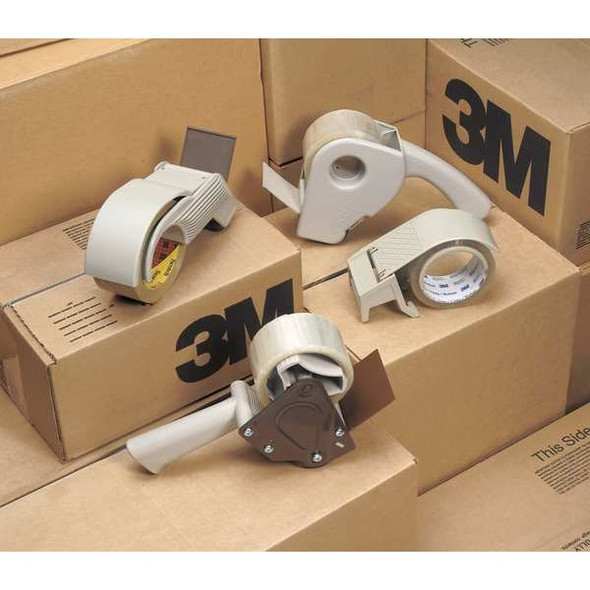 Scotch Tape Dispenser, 2 in Max. Tape Width. 4 3/4 in Tape Core Dia, Ribbed, Plastic, Gray H122