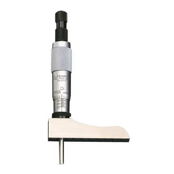 Starrett Depth Micrometer w/Half Base,0-6 In 443Z-6RL