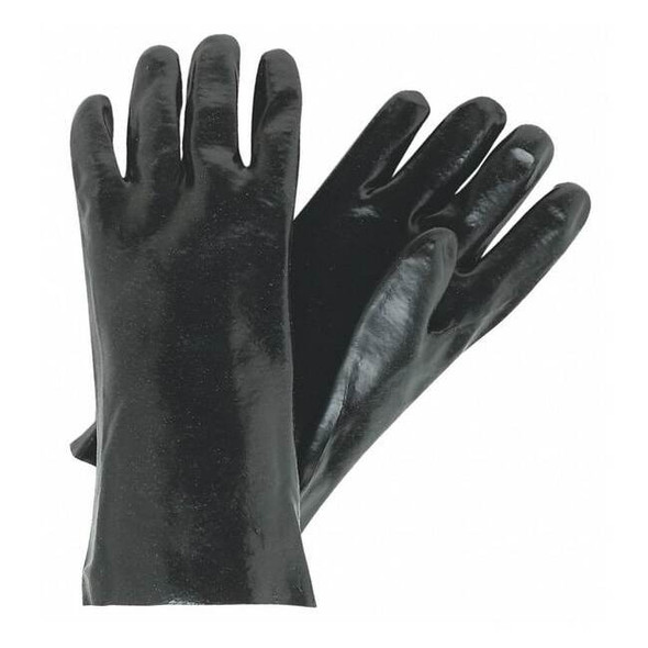 6300 Chemical Resistant Gloves, PVC, 14 in L, Not Rated, Black, L, 12 PK