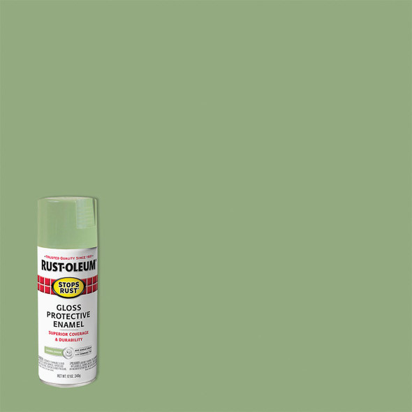 Rust-Oleum Stops Rust Laurel Green Gloss 12 Oz. Anti-Rust Spray Paint 365146