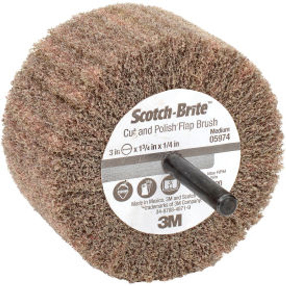 3M Scotch-Brite Cut and Polish Flap Brush 3"" x 1-3/4"" x 1/4"" MED Grit Aluminu 3M Scotch-Brite Cut and Polish Flap Brush 3"" x 1-3/4"" x 1/4"" MED Grit Aluminu