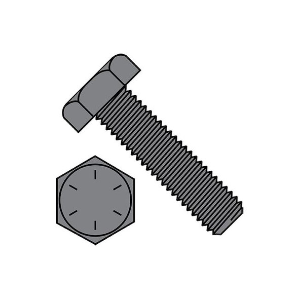 Grade 8, 1"-8 Hex Head Tap Bolt, Plain Steel, 5 in L, 5 PK
