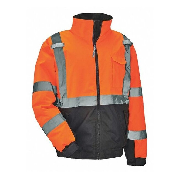 Quilted Bomber Jacket, 300D Oxford Polyester, Class 3 Type R, Hi-Viz Orange, Xl