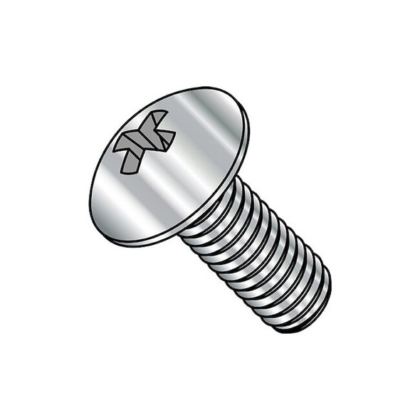 #8-32 x 1-1/2 in Phillips Truss Machine Screw, Plain Steel, 2000 PK