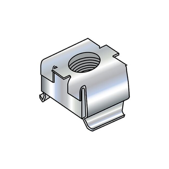 Cage Nut, #8-32, Square Shape, Steel, Zinc Plated Finish, 1000 PK