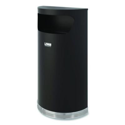 Suncast Commercial® Half Round Metal Trash Can, 9 gal, Steel, Black MTCRES901BK
