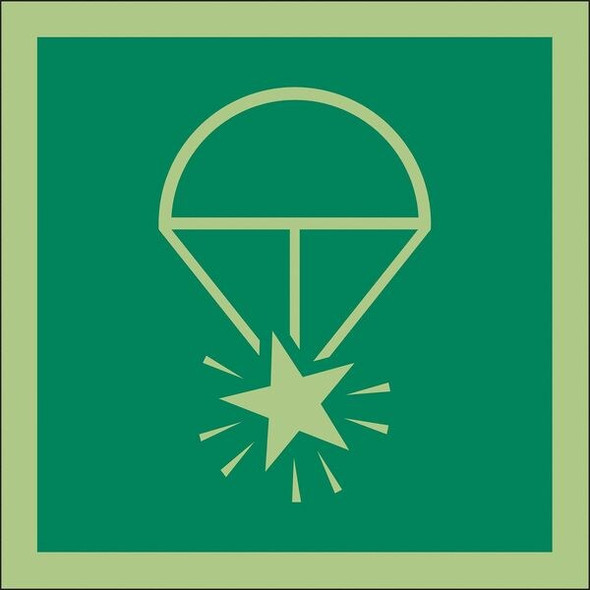 (Rocket Parachute Flare Symbol), 6 in W x 6 in H, Square, Vinyl, 486F88