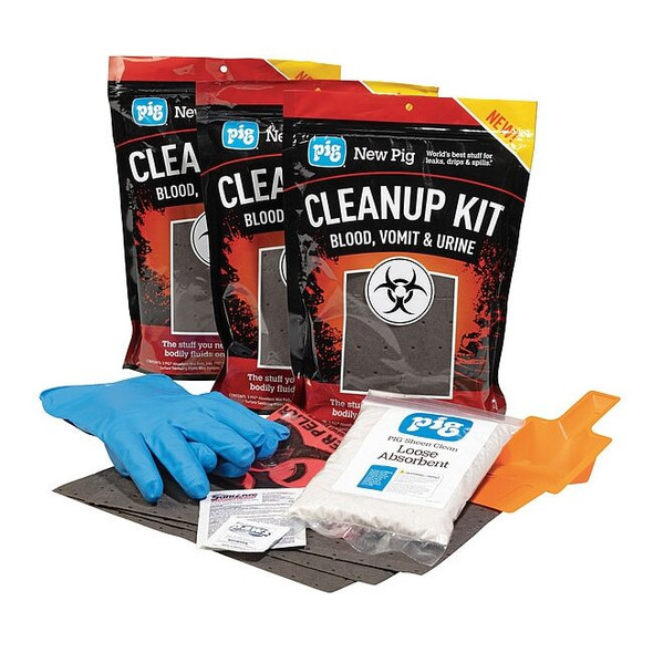 Bodily Fluids Absorbent Kit, 112 oz Volume Absorbed per Kit, Bag, Red