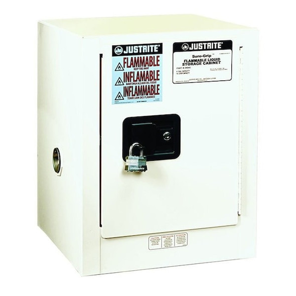 Flammable Safety Storage Cabinet, 4 gal, 1 Shelves, Steel, 17 in W x 22 in H x 17 in D, White